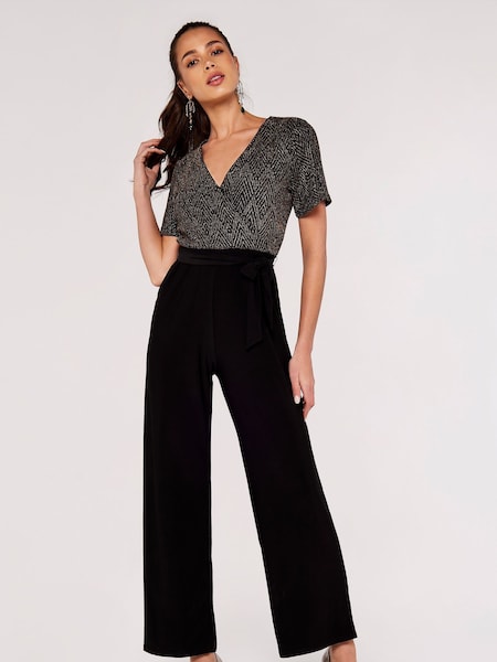 Apricot Gold/Black Chevron Angel Sleeve Jumpsuit (912404) | €21.50