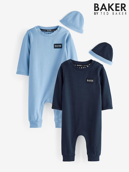 Baker by Ted Baker Blue 100% Cotton Romper and Reversible Hat (912815) | 70 € - 75 €