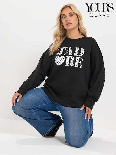 Black - Yours Curve Jadore Polka Dot Sweatshirt