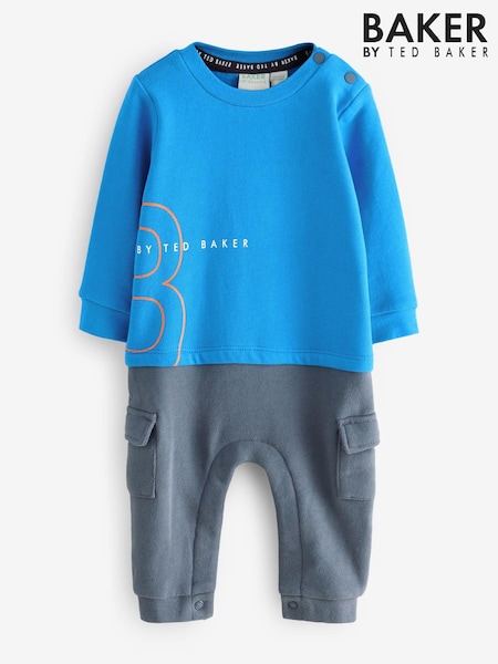 Baker by Ted Baker Blue Graphic Cargo Romper (912974) | AED191 - AED209