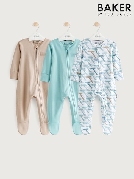 Baker by Ted Baker 100% Cotton Sleepsuits 3 Pack (913009) | €21 - €21.50