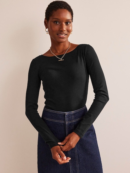 Musta - Boden Essential Boat Neck Jersey T-paita (913022) | €44
