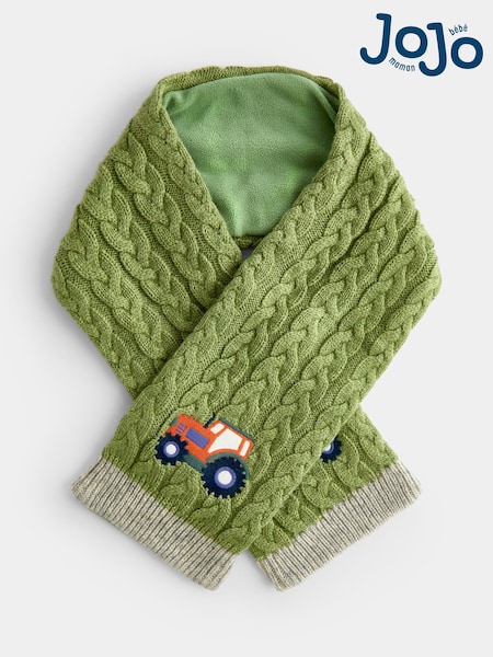 Green Gingham Tractor - Jojo Maman Bébé Knitted Scarf
