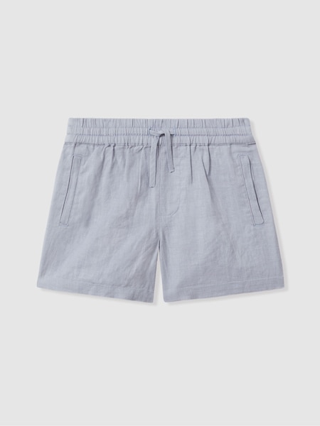 Reiss Soft Blue Acen Senior Linen Drawstring Shorts (913750) | AED230