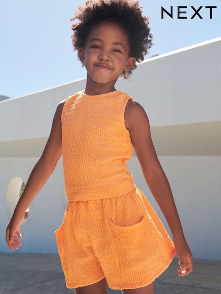 Orange Crinkle Shorts and Vest Set (3-16yrs) (913758) | €6 - €10