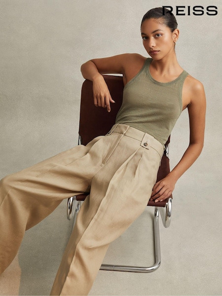 Reiss Leila Linen Front Pleat Trousers (913956) | 245 €