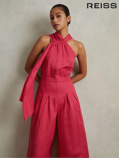 Reiss Selena Linen Blend Drape Jumpsuit (913978) | 385 €