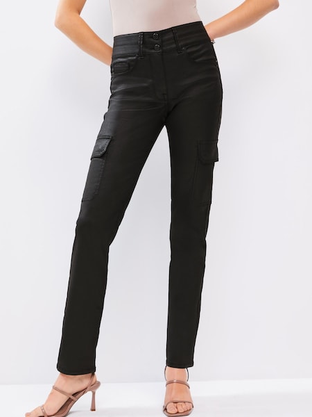 Black Lift, Style And Shape Coated Utility Denim Cargo Pocket Style Slim Fit Jeans (914327) | €10