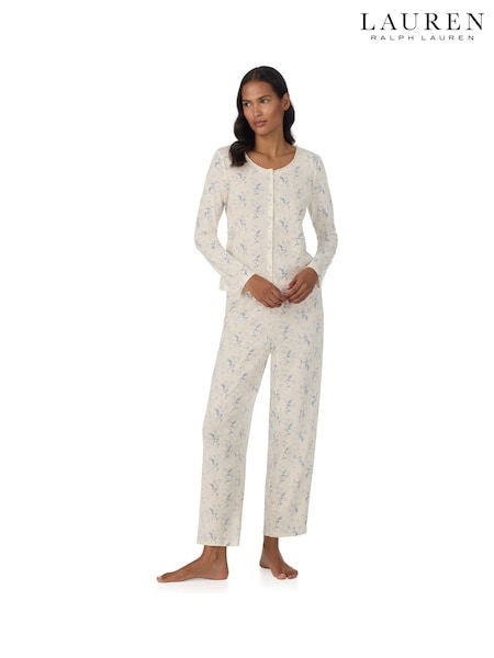 White - Lauren Ralph Lauren Cotton Button Down Pyjamas Set