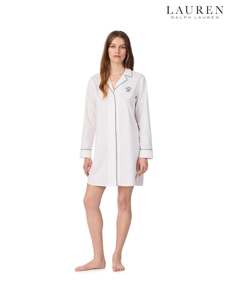 White - Lauren Ralph Lauren Long Sleeve Cotton Boyfriend Shirt
