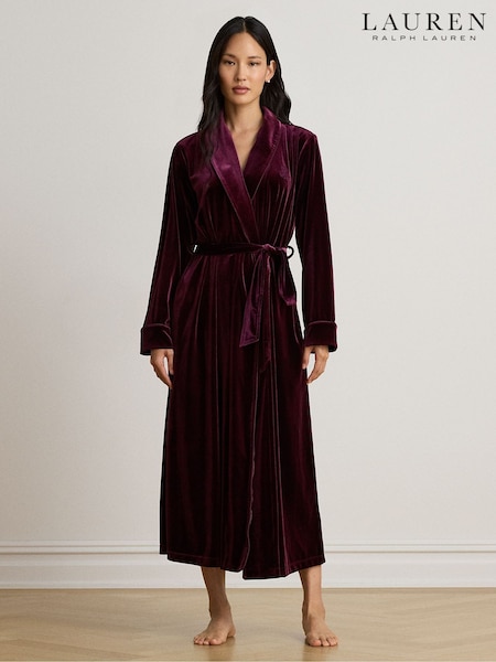 Purple - Lauren Ralph Lauren Velvet Long Sleeve Robe