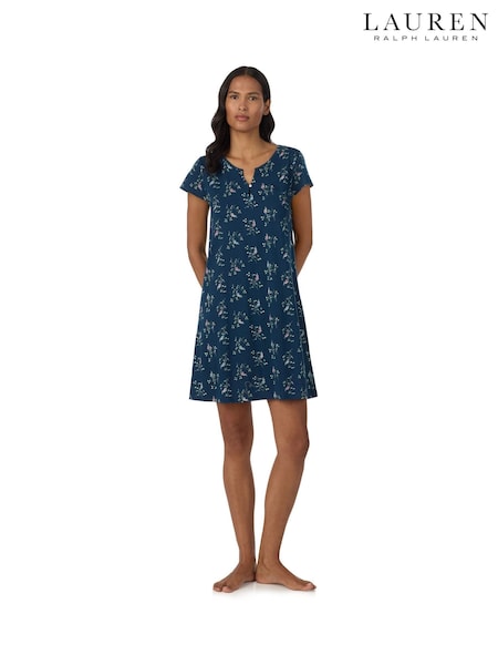 Blue - Lauren Ralph Lauren Cotton Knit Nightdress