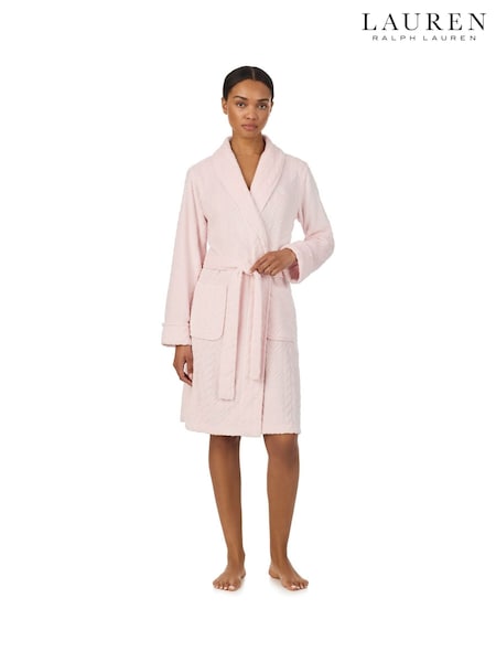 Pink - Lauren Ralph Lauren Short Fleece Robe