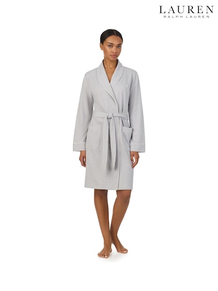 Grey - Lauren Ralph Lauren Cotton Herringbone Robe