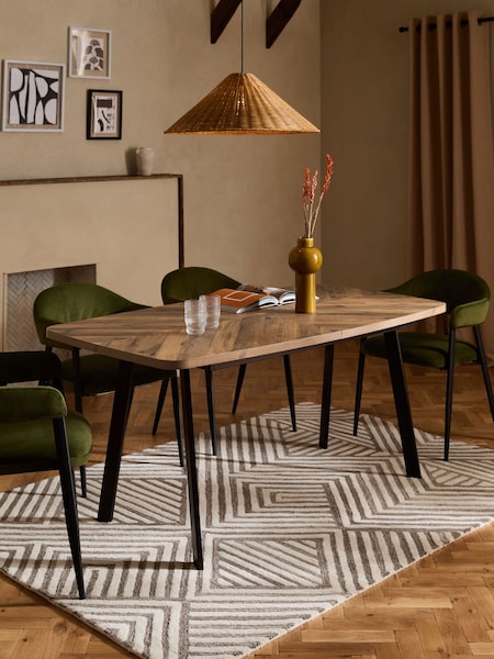 Dark Bronx Chevron Oak Effect 6 to 8 Seater Extending Dining Table (914903) | €650