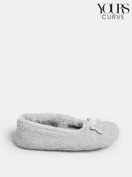 Gri - Papuci de casă de balet cu blană sintetică borg Yours Curve Mărimi mari (915058) | 70 LEI