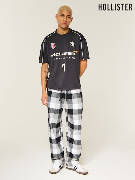 White - Regular Hollister Flannel Plaid Baggy Pyjama Bottoms