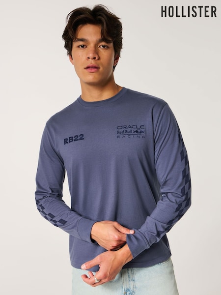 Blue - Regular Hollister Crew Neck Long Sleeve T-shirt