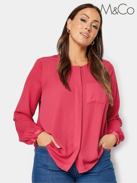Rot - M&Co Satin Contrast Yoke Blouse (915467) | 7 €