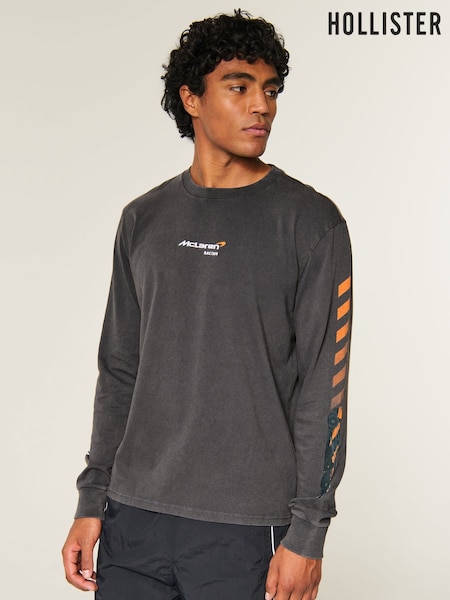 Black - Regular Hollister Crew Neck Long Sleeve T-shirt