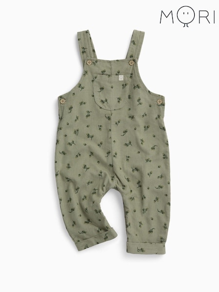 ירוק - Mori Soft Corduroy Dungarees