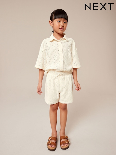 Ecru Cream Oversized Textured Shirt And Shorts Set (3-16yrs) (3-16yrs) (916241) | €7 - €8.50