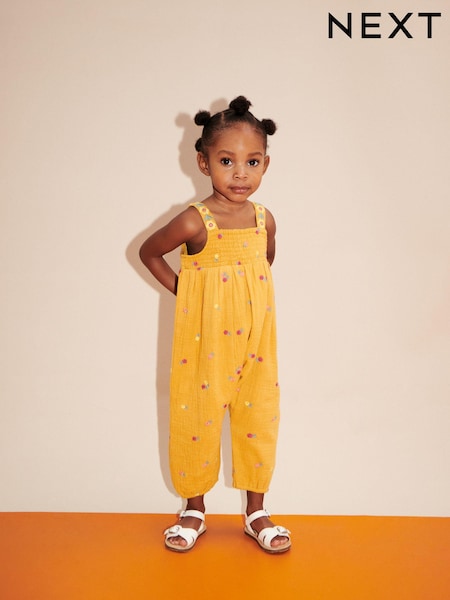 Ochre Yellow Embroidered Playsuit (3mths-7yrs) (916955) | €21 - €25