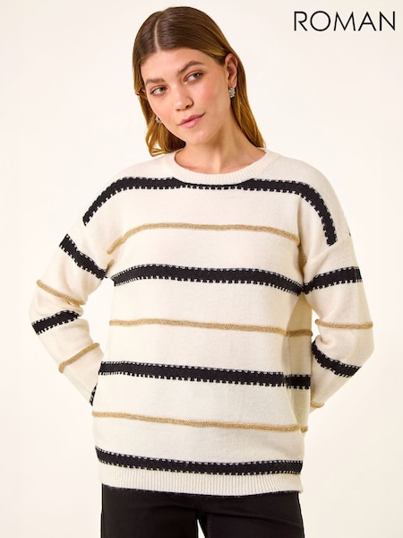 Cream - Roman Multi Stripe Knit Jumper
