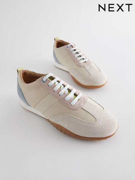 Серый - Signature Leather Slim Sole Retro Trainers (917262) | €12