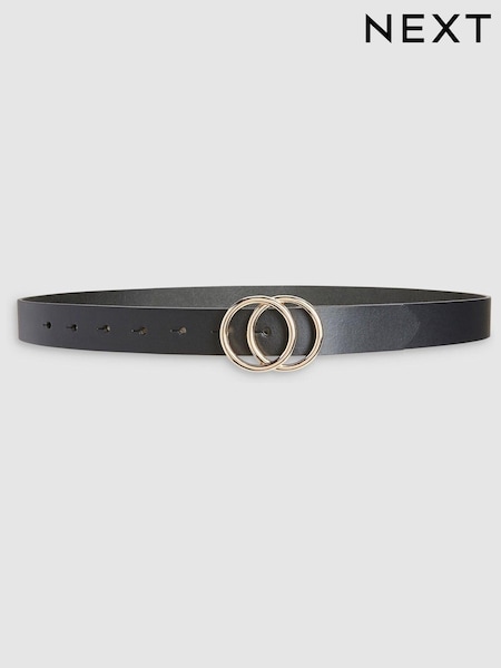 črna - Leather Circle Buckle Jeans Belt (917774) | € 8