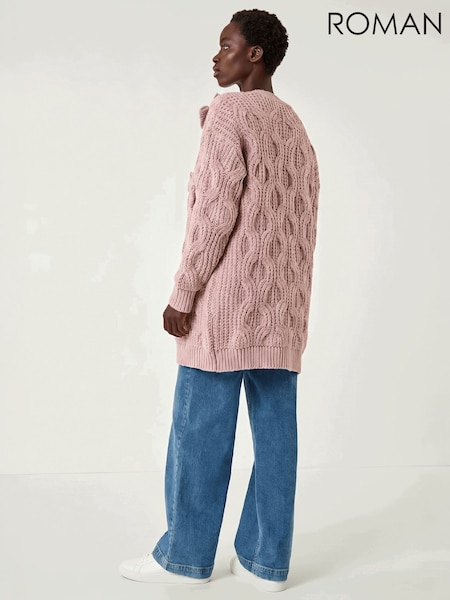 Pink - Roman Bow Embellished Knit Cardigan
