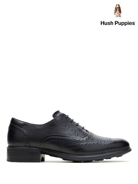 Black - Regular Hush Puppies Lewis Wingtip Brogue
