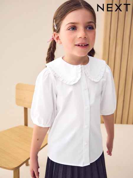 Alb - Premium Cotton Rich Frill Collar School Blouse (3-14yrs) (918453) | 52 LEI - 89 LEI