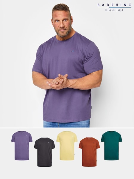 BadRhino Big & Tall Grey 100% Cotton Short Sleeve T-Shirts 5 Pack (918537) | €66