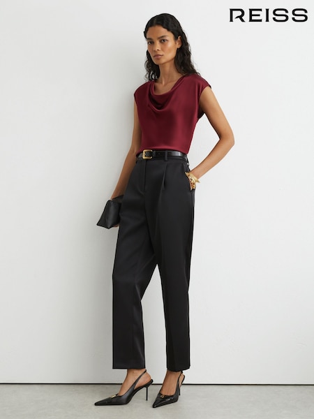 紅色 - Reiss Cate Silk Cowl-neck Sleeveless Top