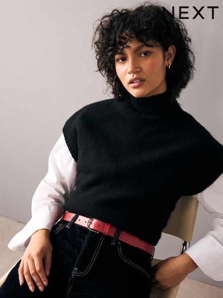 Röd - Regular Leather Belt (918962) | kr200