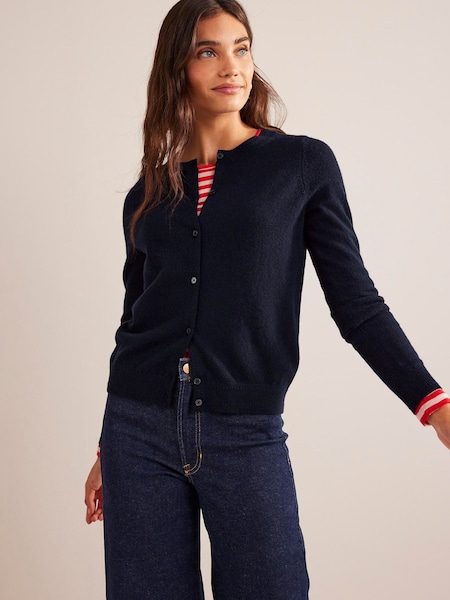 כחול  - Boden Eva Cashmere Crew Cardigan (919225) | ‏704‏₪