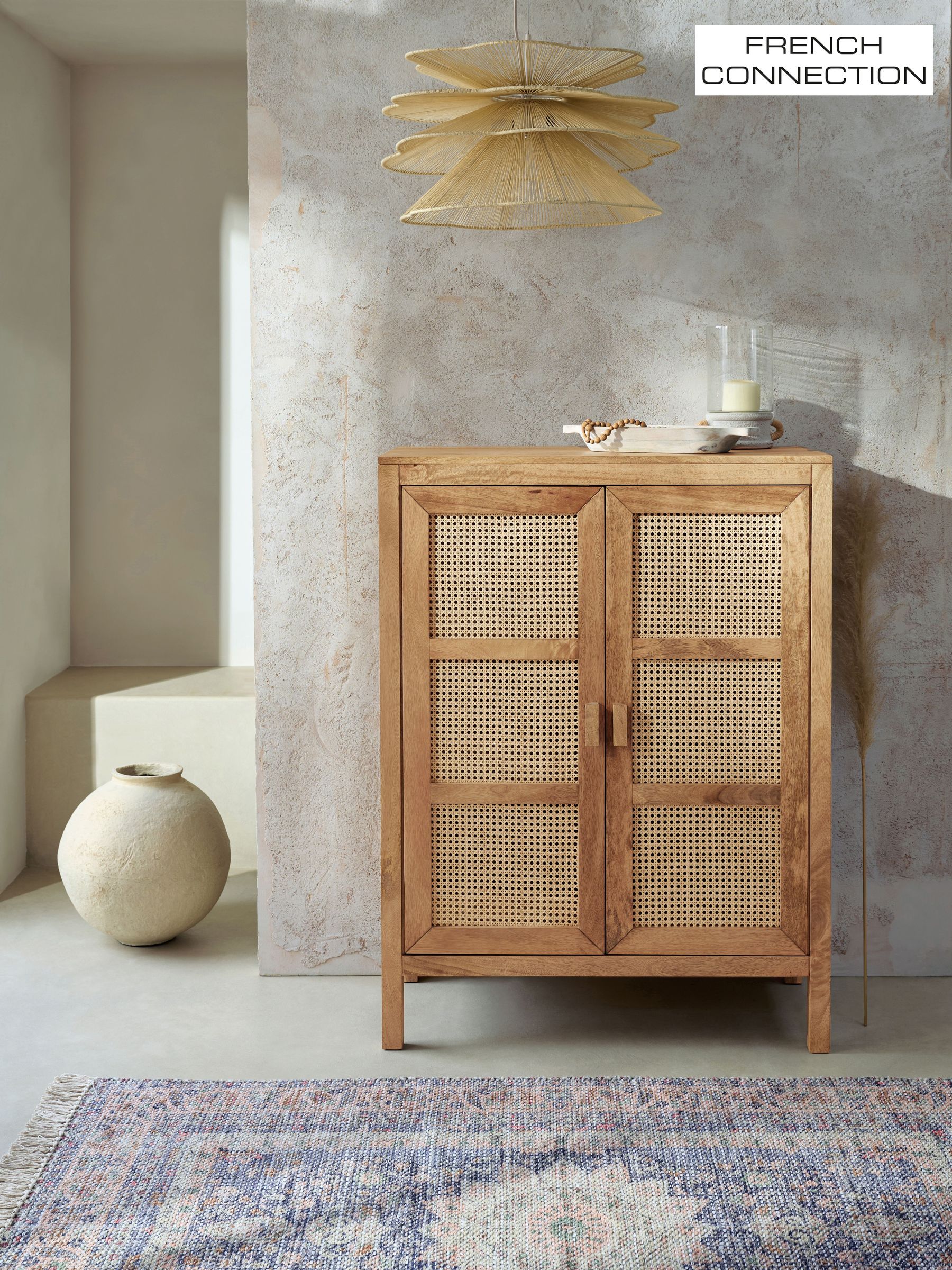 French connection cane cabinet sale