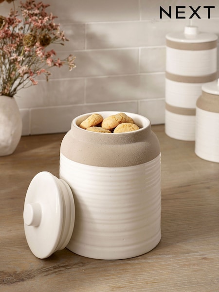 White Kya Textured Biscuit Jar (919388) | $44