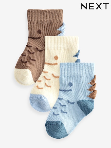 Blue Baby Character Socks 3 Pack (0mths-2yrs) (919539) | 15 QAR