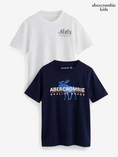 White - Abercrombie & Fitch Short Sleeve Graphic T-shirt 2 Pack