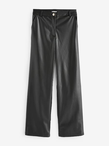 Chi Chi London Black Bardot Faux Leather Wide Leg Trousers (920459) | €44