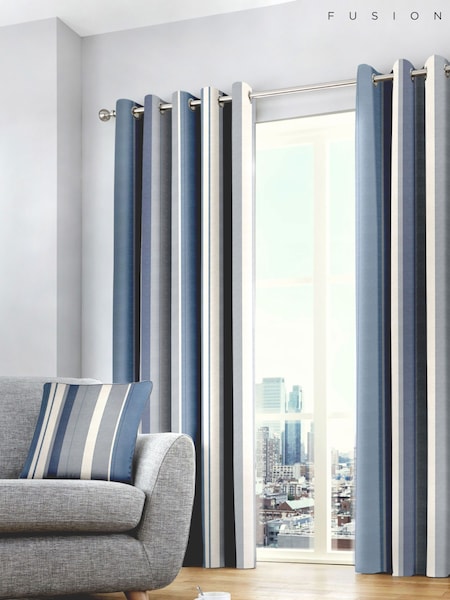 Fusion Blue Whitworth Eyelet 100% Cotton Curtains (920860) | €54 - €100
