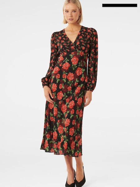 Forever New Red/Black Carlina Mixed Print Midi Dress (921138) | €37
