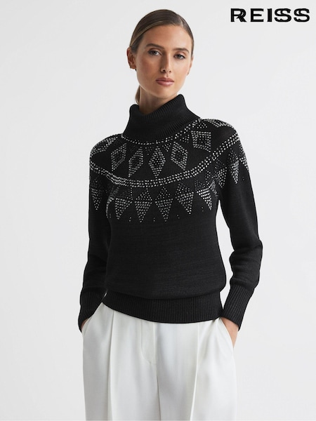 Reiss Bella Embellished Fairisle Pattern Removable Roll Neck Jumper (921382) | 1,386 LEI