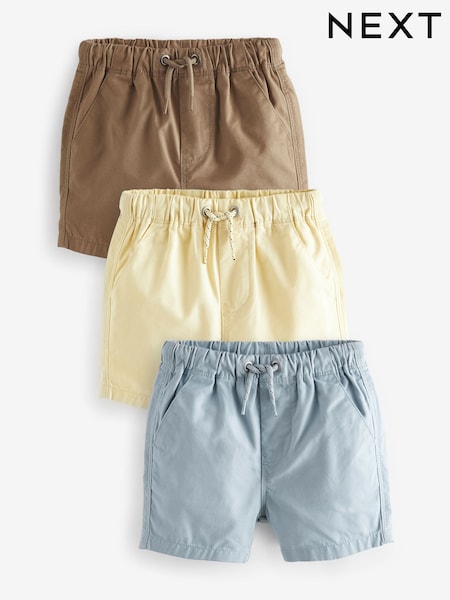 Tan/Blue/Lemon Pull On Shorts 3 Pack (3mths-7yrs) (921534) | CA$42 - CA$53