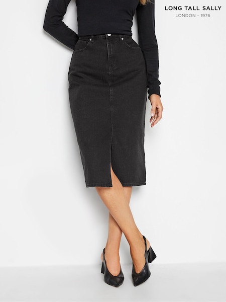 Long Tall Sally Black Midi Denim Skirt (921921) | €36