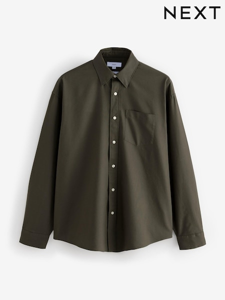 أخضر داكن - تلبيس قياسي - Long Sleeve Oxford Shirt (921932) | ‏129 ر.ق.