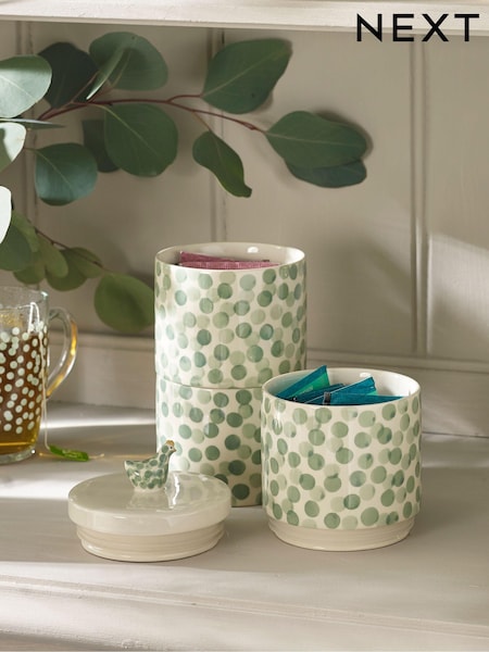 Set of 3 Sage Green Chicken Stacking Storage Jars (922675) | $41