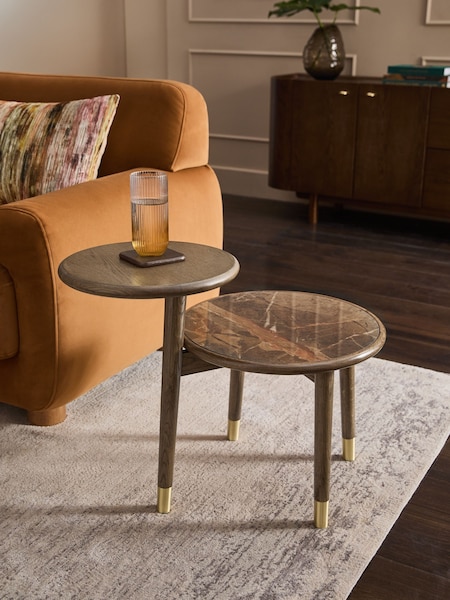 Dark Edwin Oak Veneer Ceramic Top Side Table (922698) | €340